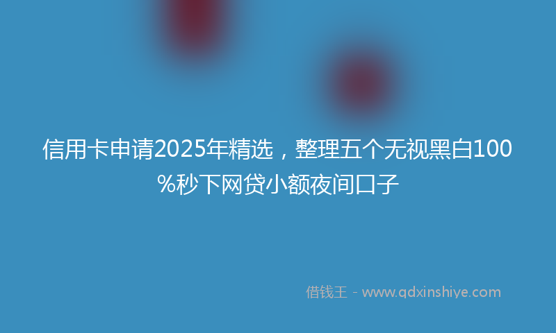 信用卡申请2025年精选，整理五个无视黑白100%秒下网贷小额夜间口子