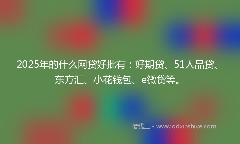 2025年的什么网贷好批有：好期贷、51人品贷、东方汇、小花钱包、e微贷等。