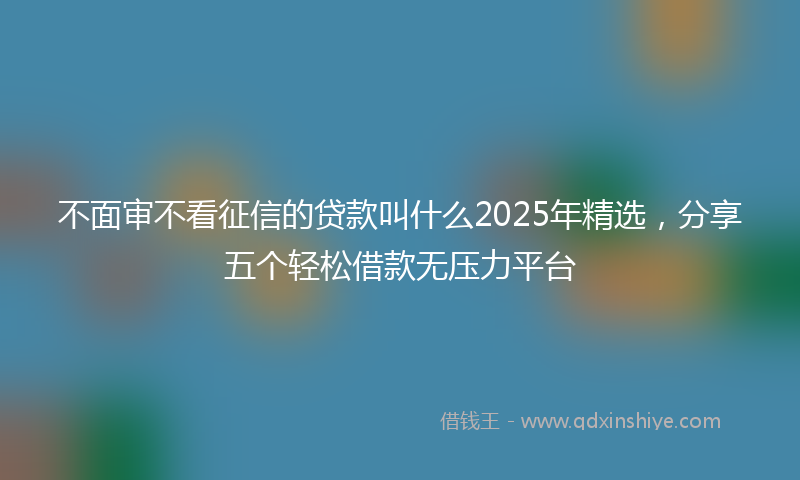 不面审不看征信的贷款叫什么2025年精选，分享五个轻松借款无压力平台