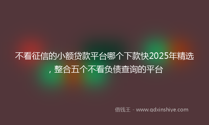 不看征信的小额贷款平台哪个下款快2025年精选，整合五个不看负债查询的平台