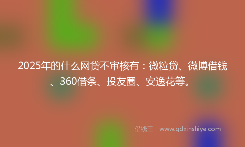 2025年的什么网贷不审核有：微粒贷、微博借钱、360借条、投友圈、安逸花等。