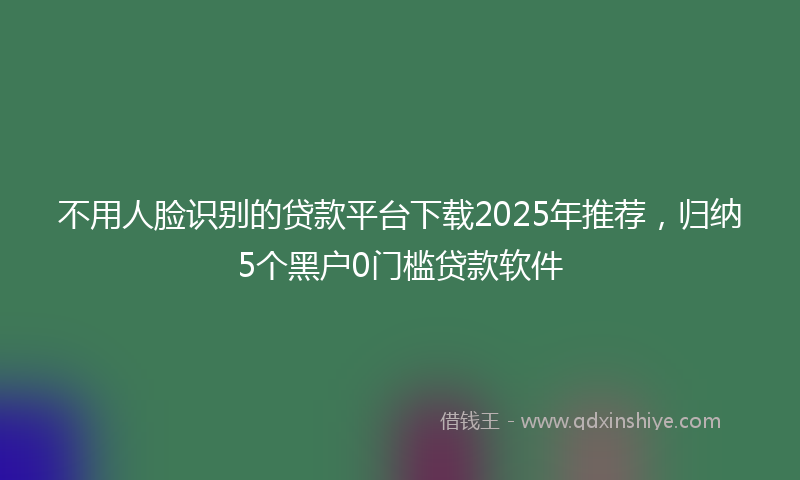 不用人脸识别的贷款平台下载2025年推荐，归纳5个黑户0门槛贷款软件