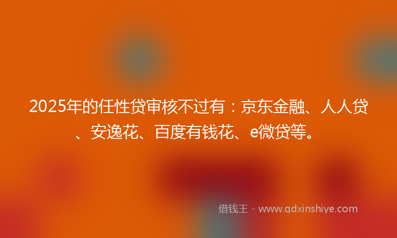 2025年的任性贷审核不过有：京东金融、人人贷、安逸花、百度有钱花、e微贷等。