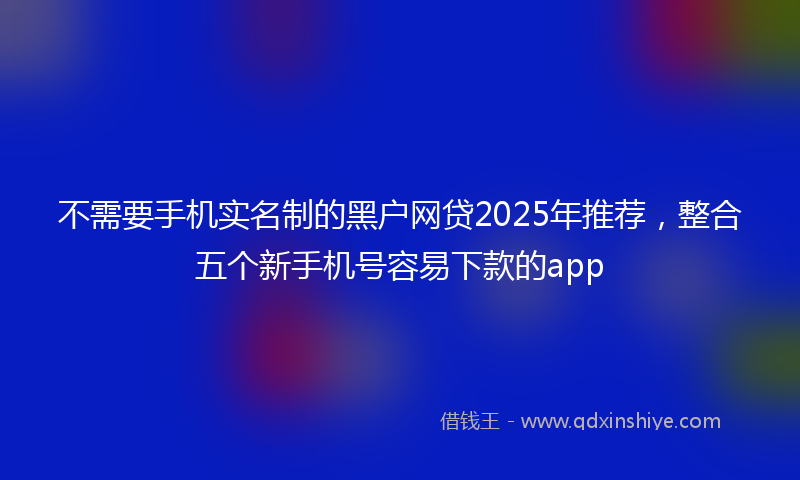 不需要手机实名制的黑户网贷2025年推荐，整合五个新手机号容易下款的app