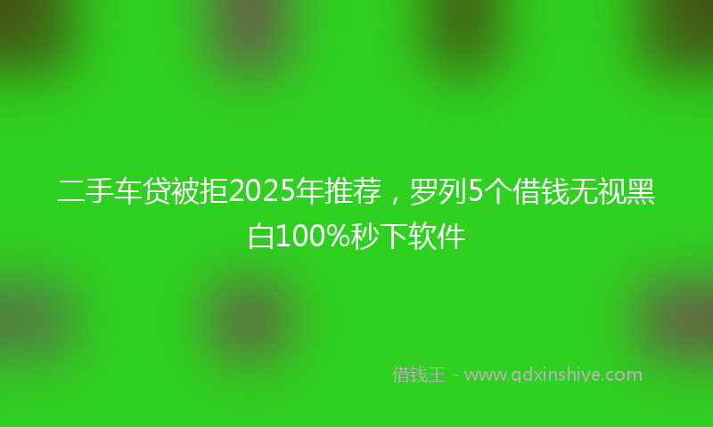 二手车贷被拒2025年推荐，罗列5个借钱无视黑白100%秒下软件
