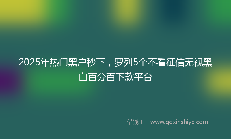 2025年热门黑户秒下，罗列5个不看征信无视黑白百分百下款平台