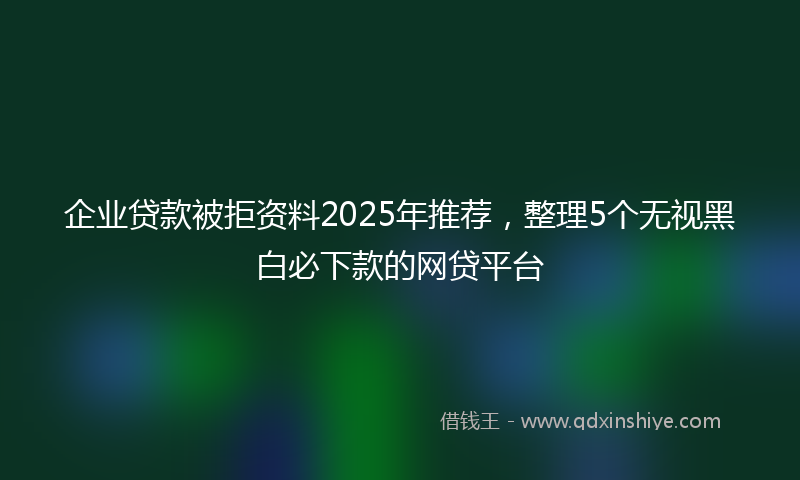 企业贷款被拒资料2025年推荐，整理5个无视黑白必下款的网贷平台