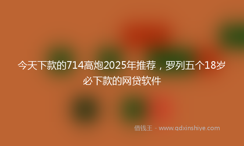 今天下款的714高炮2025年推荐，罗列五个18岁必下款的网贷软件