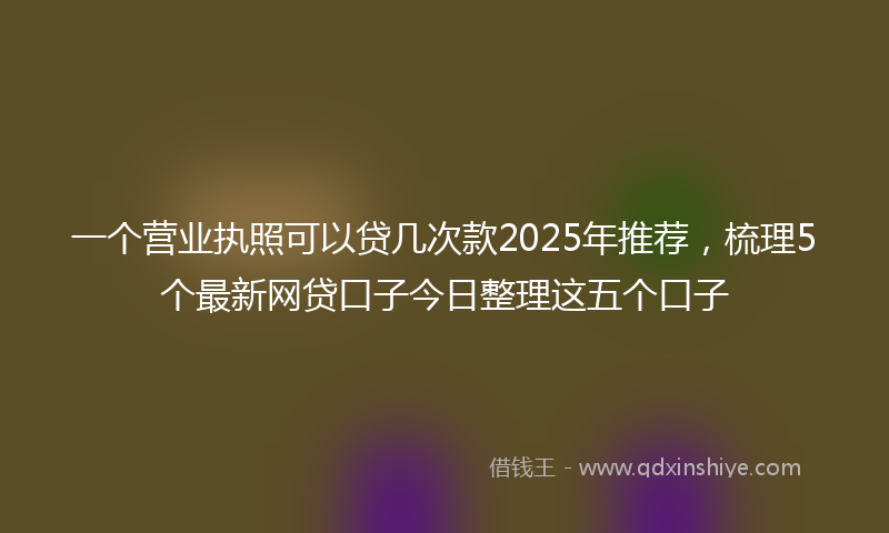 一个营业执照可以贷几次款2025年推荐，梳理5个最新网贷口子今日整理这五个口子