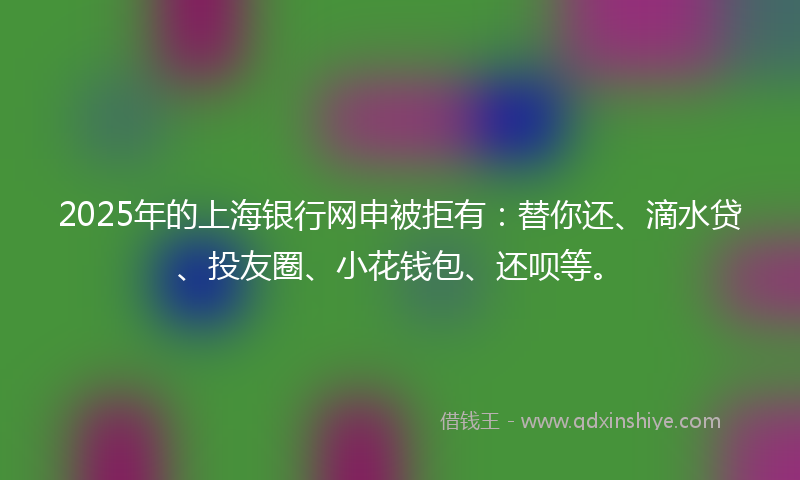 2025年的上海银行网申被拒有：替你还、滴水贷、投友圈、小花钱包、还呗等。