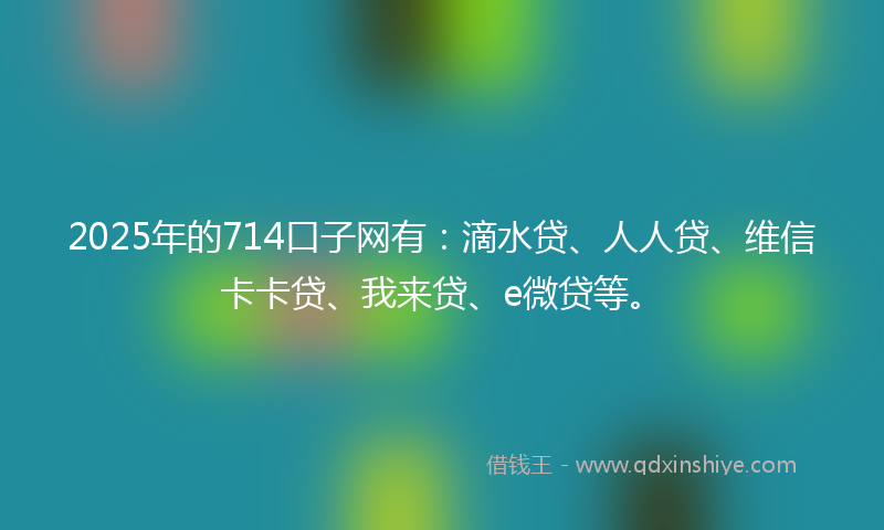 2025年的714口子网有：滴水贷、人人贷、维信卡卡贷、我来贷、e微贷等。