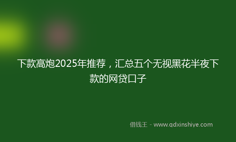 下款高炮2025年推荐，汇总五个无视黑花半夜下款的网贷口子