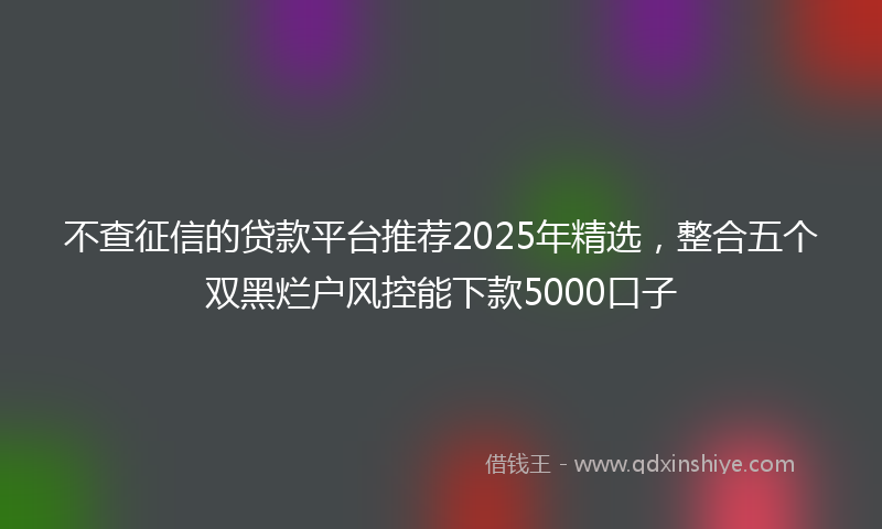 不查征信的贷款平台推荐2025年精选，整合五个双黑烂户风控能下款5000口子