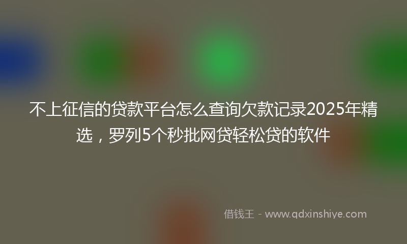 不上征信的贷款平台怎么查询欠款记录2025年精选，罗列5个秒批网贷轻松贷的软件