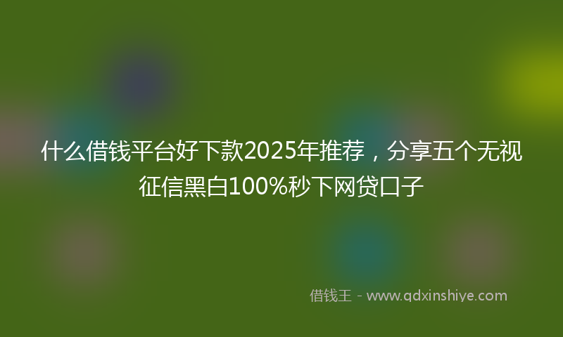 什么借钱平台好下款2025年推荐，分享五个无视征信黑白100%秒下网贷口子