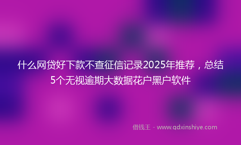 什么网贷好下款不查征信记录2025年推荐，总结5个无视逾期大数据花户黑户软件
