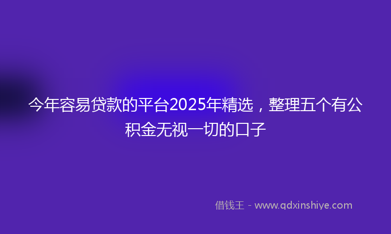 今年容易贷款的平台2025年精选，整理五个有公积金无视一切的口子