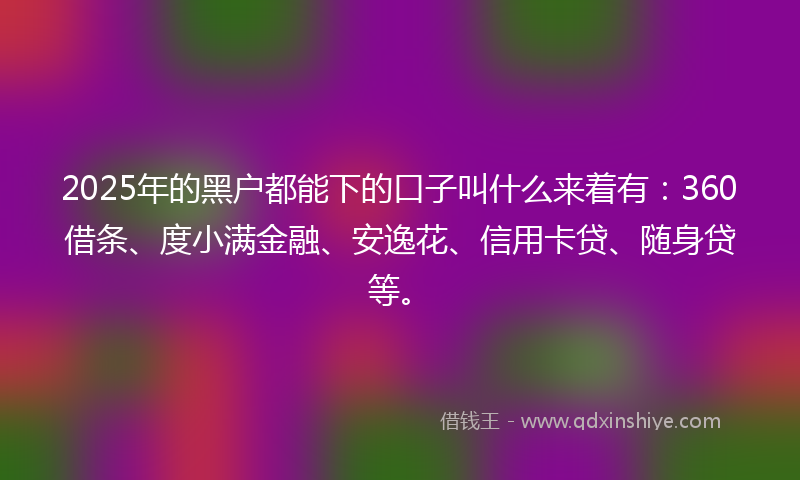 2025年的黑户都能下的口子叫什么来着有：360借条、度小满金融、安逸花、信用卡贷、随身贷等。