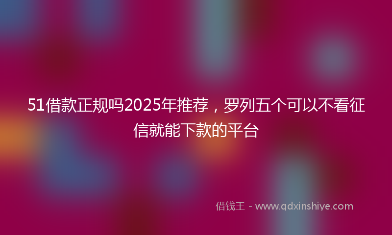 51借款正规吗2025年推荐，罗列五个可以不看征信就能下款的平台