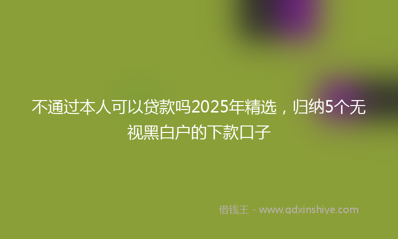 不通过本人可以贷款吗2025年精选，归纳5个无视黑白户的下款口子