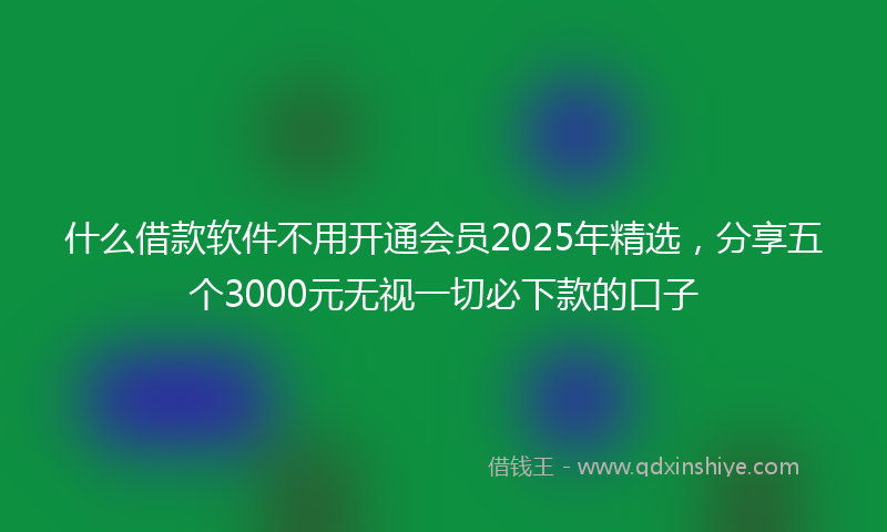 什么借款软件不用开通会员2025年精选，分享五个3000元无视一切必下款的口子