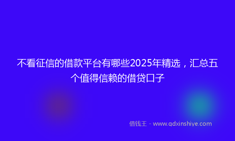 不看征信的借款平台有哪些2025年精选，汇总五个值得信赖的借贷口子