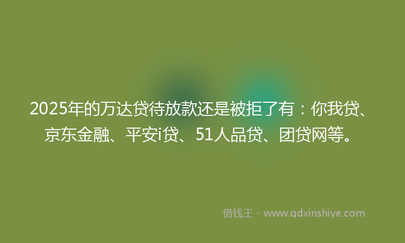 2025年的万达贷待放款还是被拒了有：你我贷、京东金融、平安i贷、51人品贷、团贷网等。