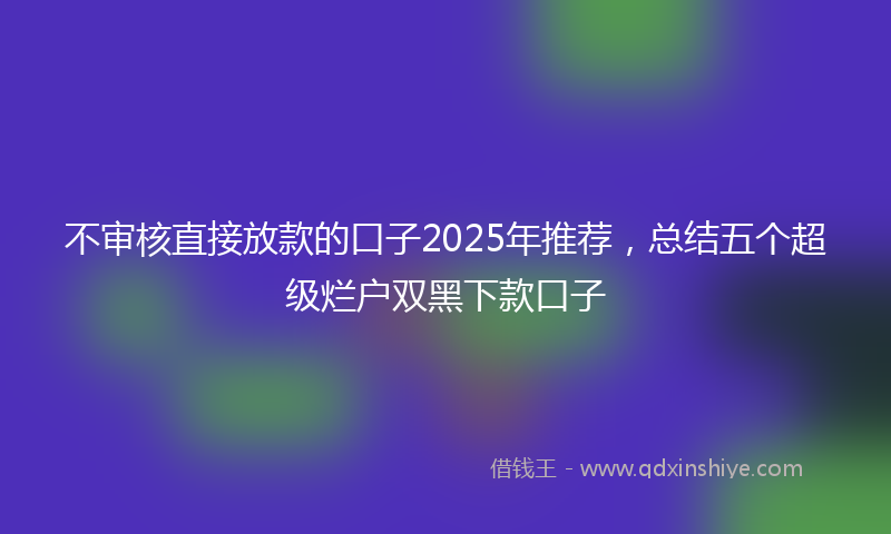 不审核直接放款的口子2025年推荐，总结五个超级烂户双黑下款口子