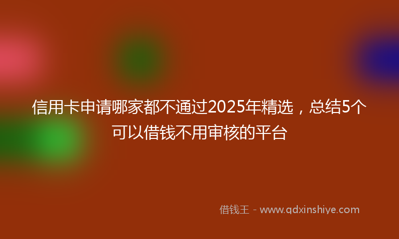 信用卡申请哪家都不通过2025年精选，总结5个可以借钱不用审核的平台