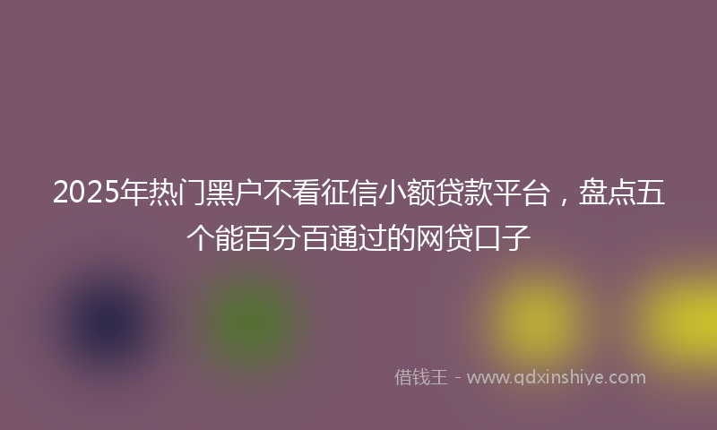 2025年热门黑户不看征信小额贷款平台，盘点五个能百分百通过的网贷口子