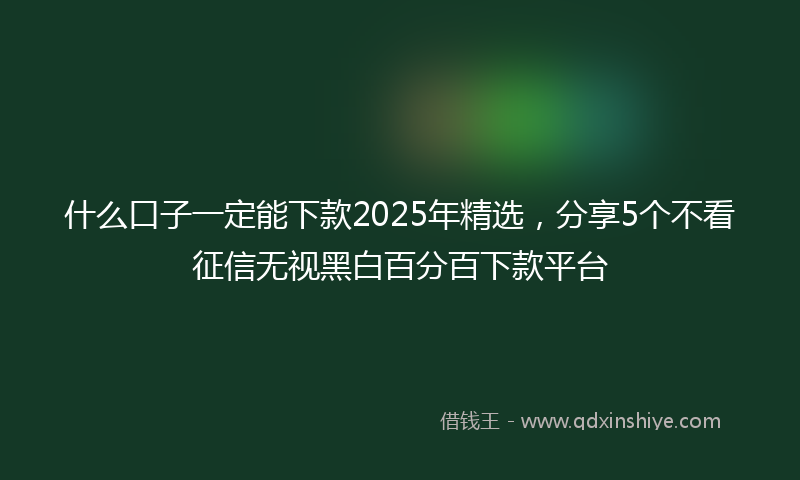 什么口子一定能下款2025年精选，分享5个不看征信无视黑白百分百下款平台
