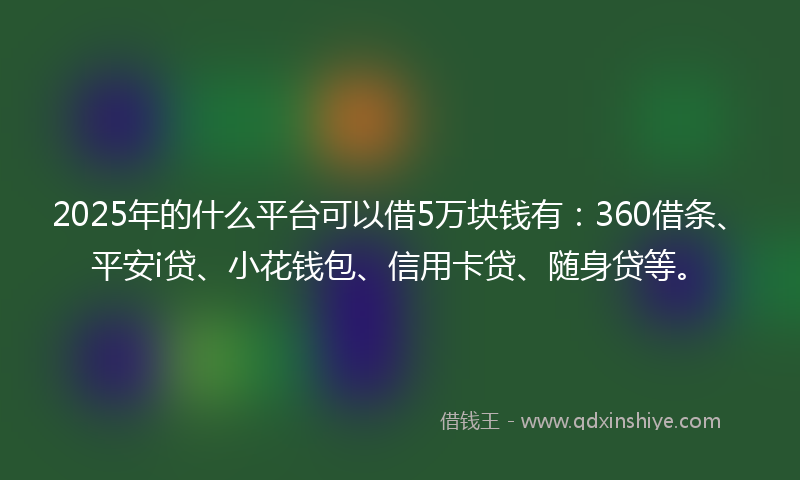 2025年的什么平台可以借5万块钱有：360借条、平安i贷、小花钱包、信用卡贷、随身贷等。