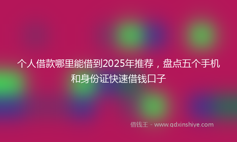 个人借款哪里能借到2025年推荐，盘点五个手机和身份证快速借钱口子