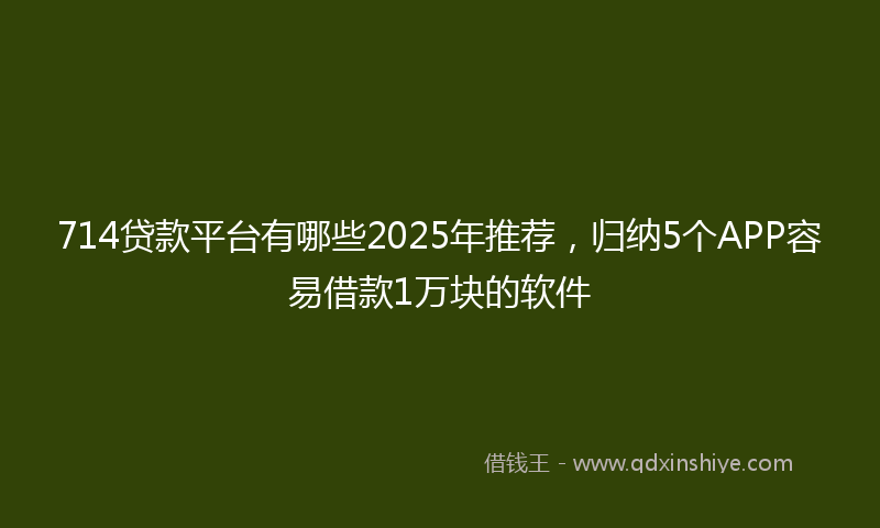 714贷款平台有哪些2025年推荐，归纳5个APP容易借款1万块的软件
