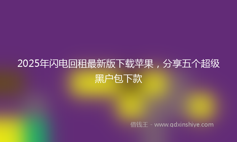 2025年闪电回租最新版下载苹果，分享五个超级黑户包下款