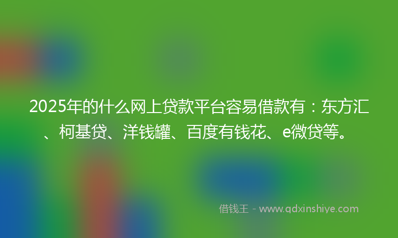 2025年的什么网上贷款平台容易借款有：东方汇、柯基贷、洋钱罐、百度有钱花、e微贷等。