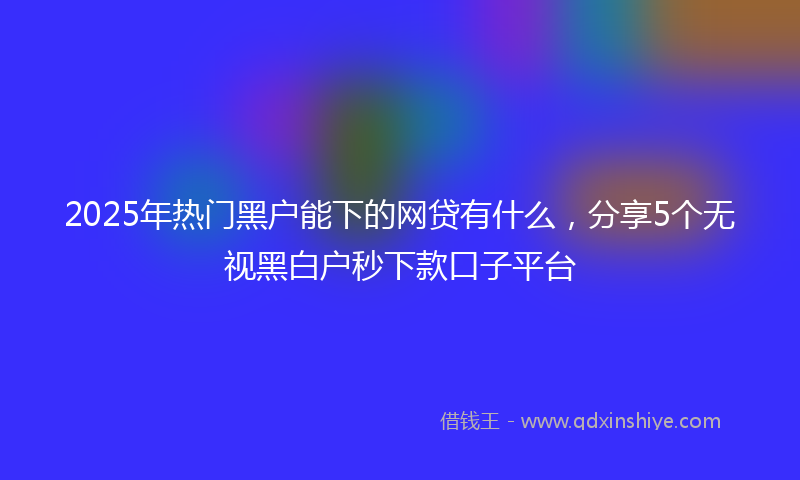 2025年热门黑户能下的网贷有什么，分享5个无视黑白户秒下款口子平台