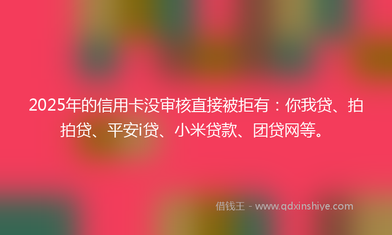 2025年的信用卡没审核直接被拒有:你我贷、拍拍贷、平安i贷、小米贷款、团贷网等。