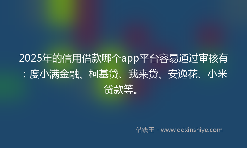 2025年的信用借款哪个app平台容易通过审核有：度小满金融、柯基贷、我来贷、安逸花、小米贷款等。