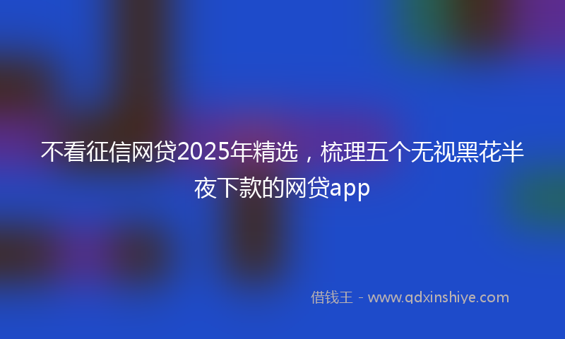 不看征信网贷2025年精选，梳理五个无视黑花半夜下款的网贷app