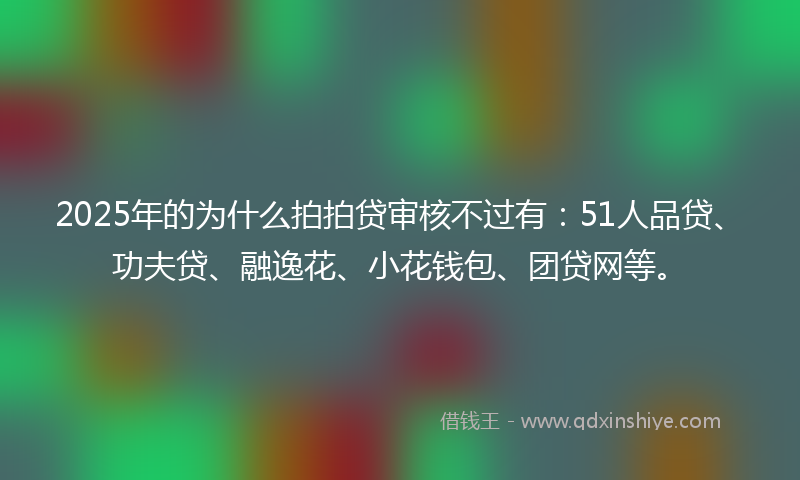 2025年的为什么拍拍贷审核不过有：51人品贷、功夫贷、融逸花、小花钱包、团贷网等。