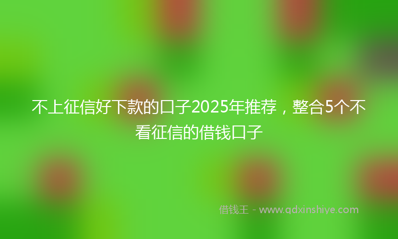 不上征信好下款的口子2025年推荐，整合5个不看征信的借钱口子