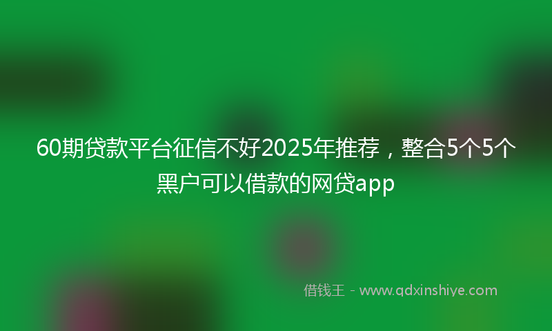 60期贷款平台征信不好2025年推荐，整合5个5个黑户可以借款的网贷app