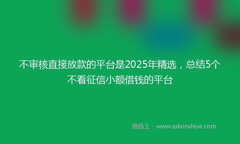 不审核直接放款的平台是2025年精选，总结5个不看征信小额借钱的平台