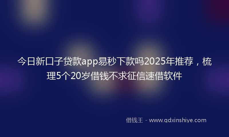 今日新口子贷款app易秒下款吗2025年推荐，梳理5个20岁借钱不求征信速借软件