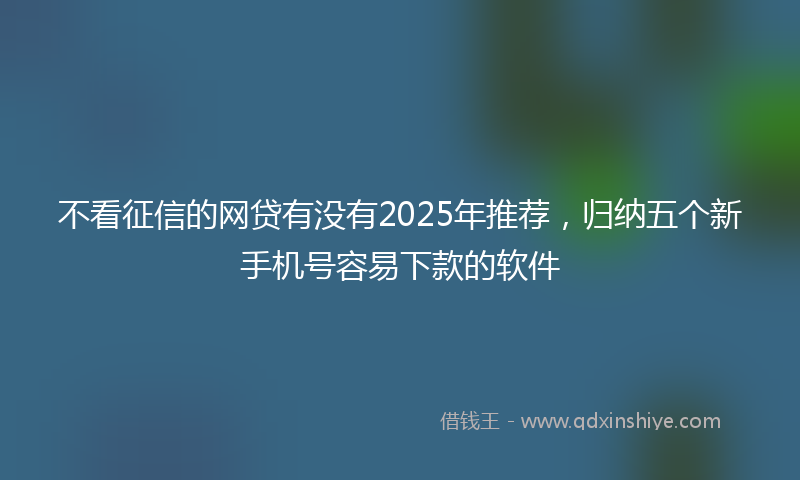 不看征信的网贷有没有2025年推荐，归纳五个新手机号容易下款的软件
