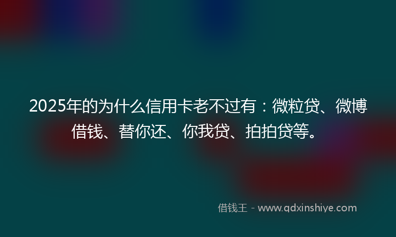 2025年的为什么信用卡老不过有：微粒贷、微博借钱、替你还、你我贷、拍拍贷等。