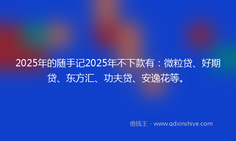 2025年的随手记2025年不下款有：微粒贷、好期贷、东方汇、功夫贷、安逸花等。