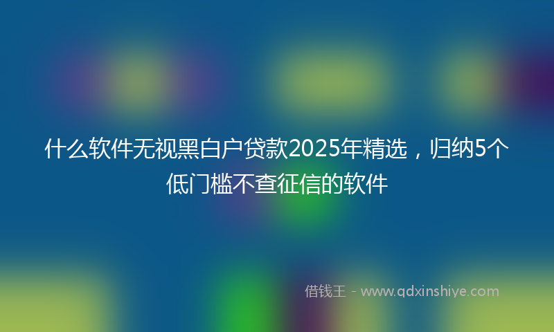 什么软件无视黑白户贷款2025年精选，归纳5个低门槛不查征信的软件