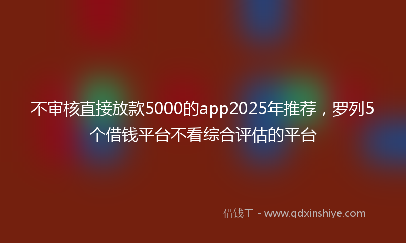 不审核直接放款5000的app2025年推荐，罗列5个借钱平台不看综合评估的平台